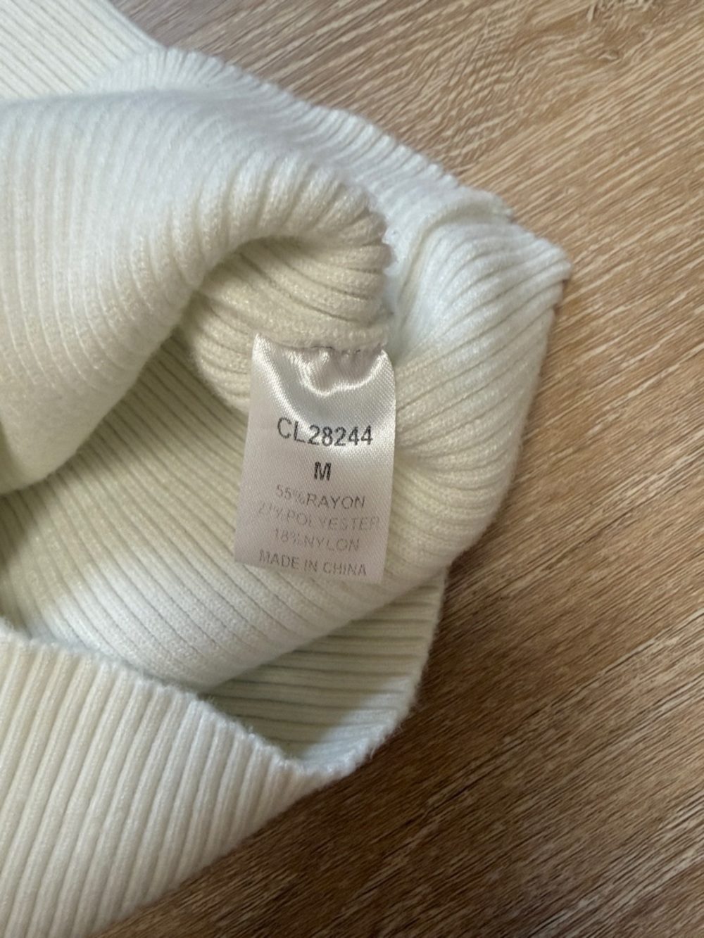 Pink Lily Ribbed Mock Neck Tank Top in Cream - Picture 3 of 3